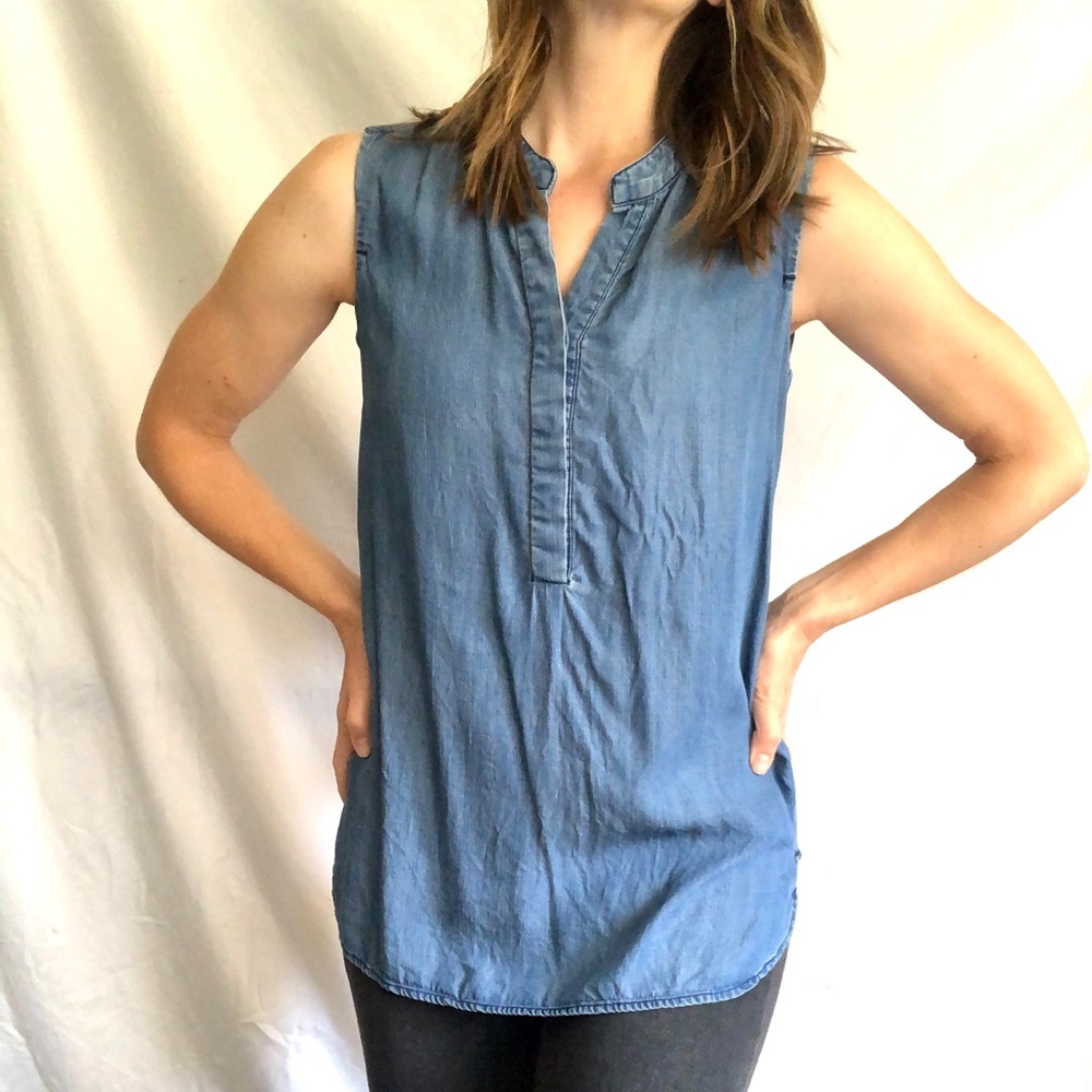 Hi low chambray tank